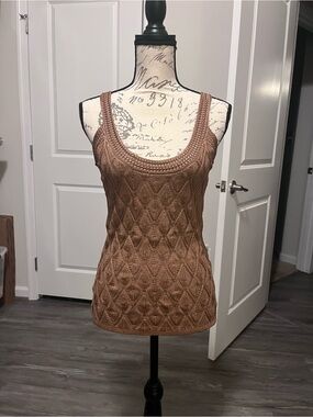White House Black Market Copper Brown Diamond-Pattern Knit sweater Tank
